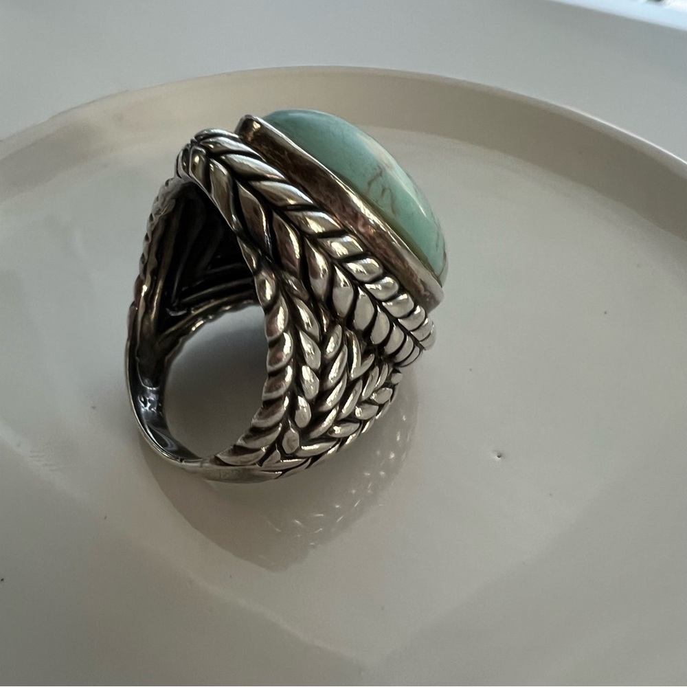 Sterling Turquoise Statement Rings Size 6.5 - Picture 3 of 9
